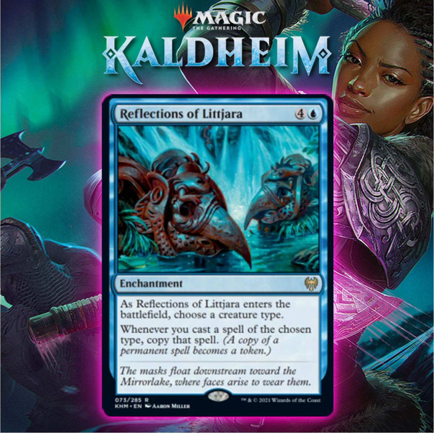 Blue Gets Unique Tribal Copying Enchantment In Reflection of Littjaya In Kaldheim