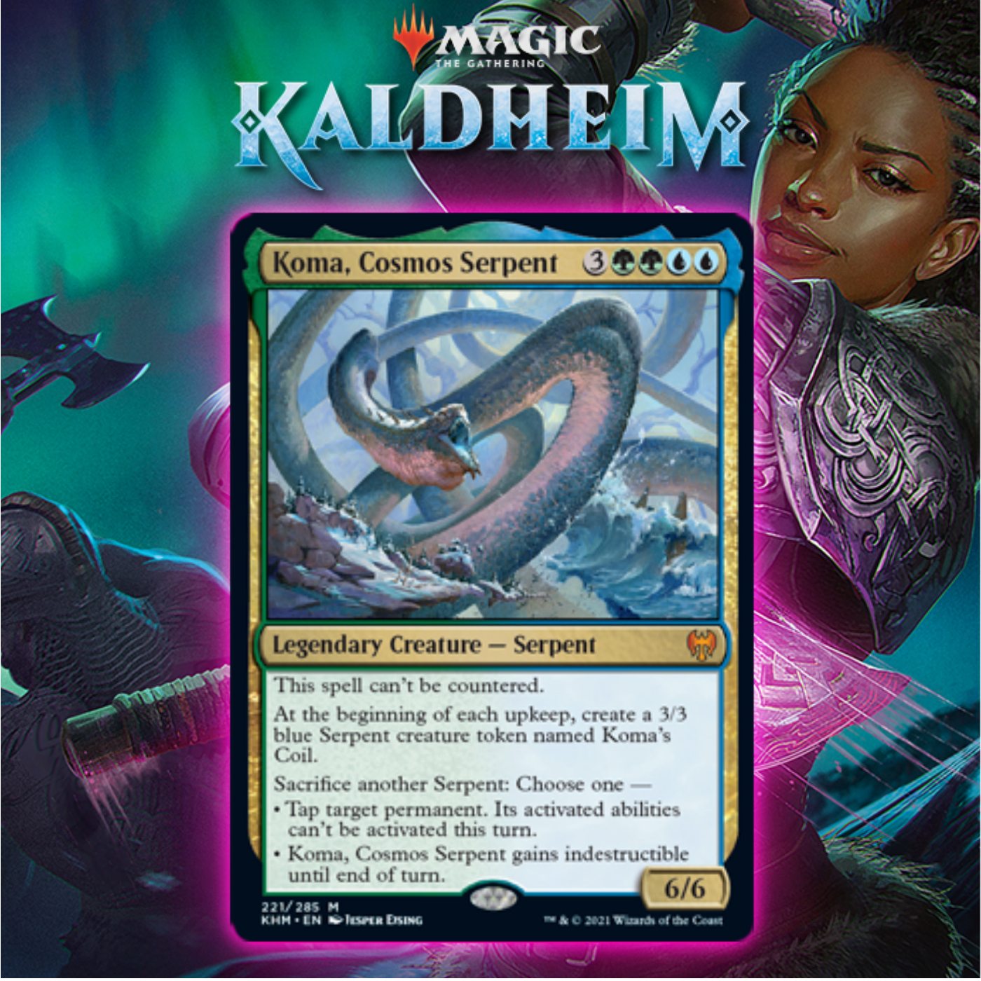 Simic Gets Mythic Rare Serpent In Koma, Cosmos Serpent In Kaldheim