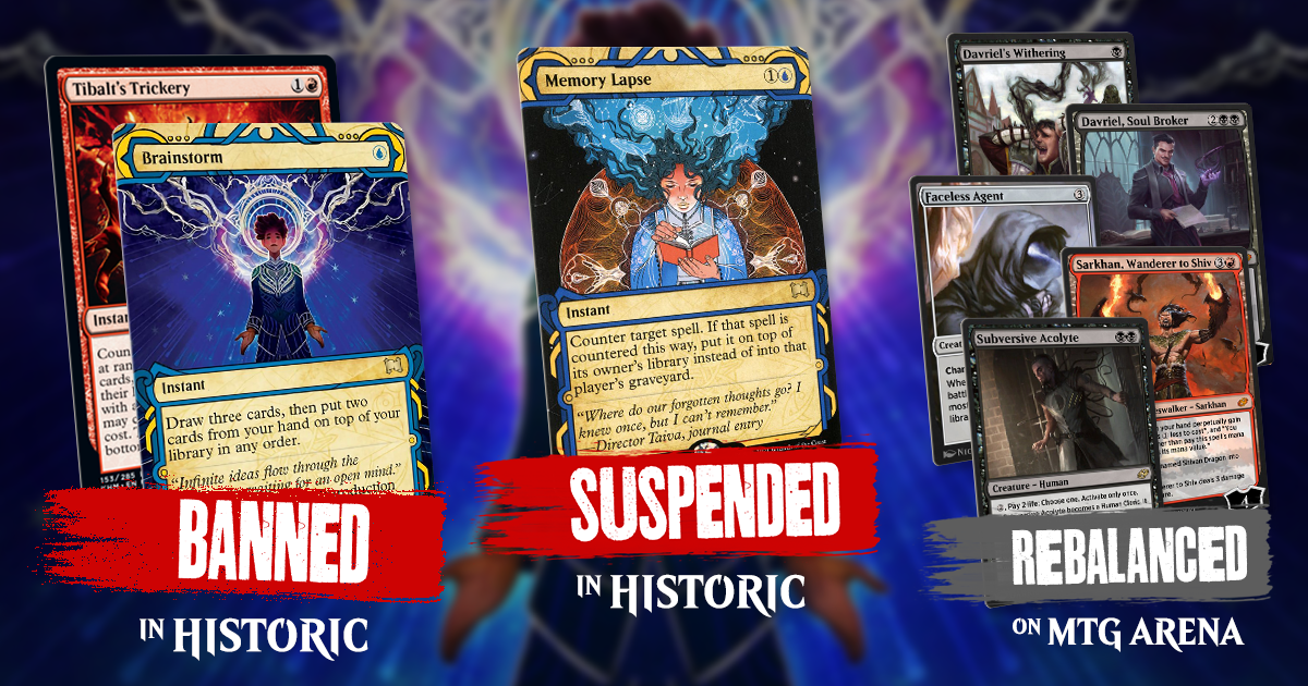 mtg historic banned cards Tibalt's Trickery Banned, Memory Lapse Suspended In Historic