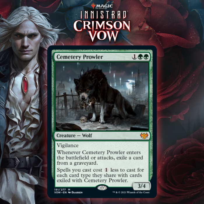 Green Gets Graveyard Hate And Cost Reducer In Cemetery Prowler In Innistrad: Crimson Vow