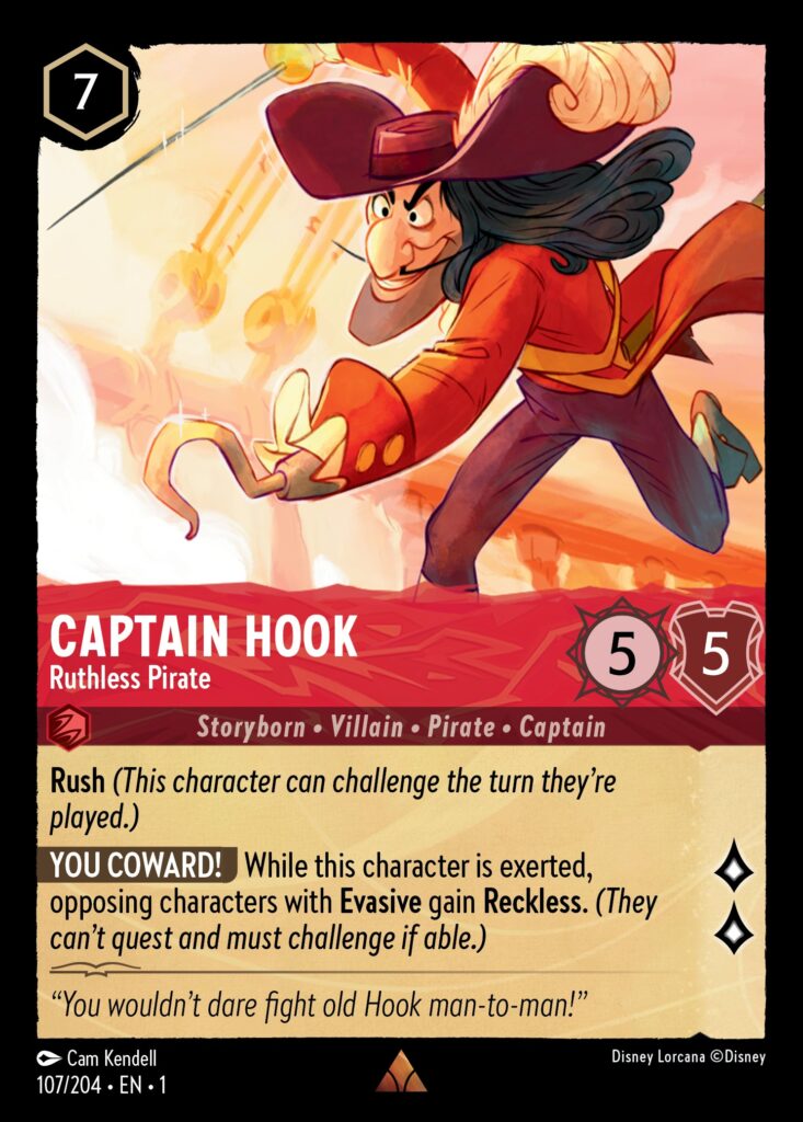 Disney Lorcana Trading Card Game - A Captain Hook glimmer was