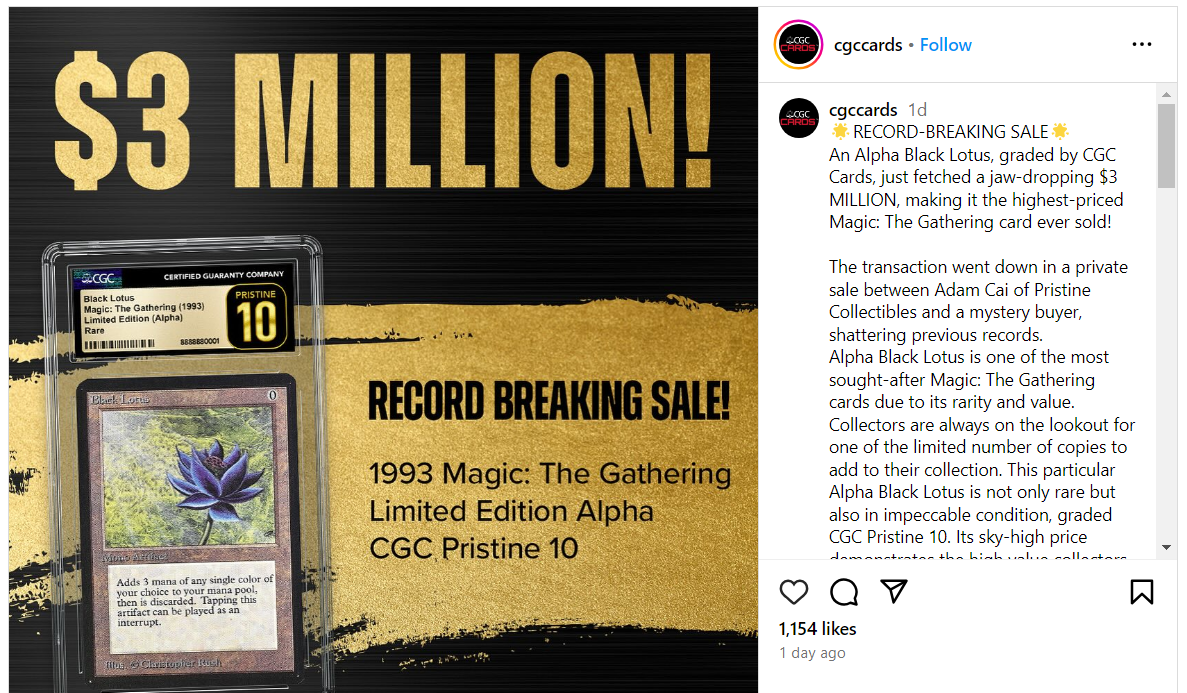 Alpha Black Lotus Sells For 3 Million, Breaks Record For Most