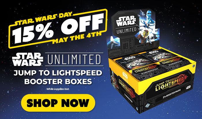 Star Wars Day Sale – 15% Off Star Wars: Unlimited Jump To Lightspeed Booster Boxes And Cases
